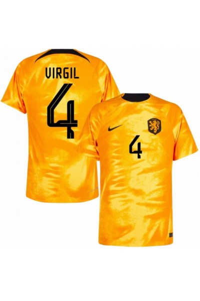 Fotbalové Dres Holandsko Virgil van Dijk #4 Domácí Oblečení MS 2022 Krátký Rukáv